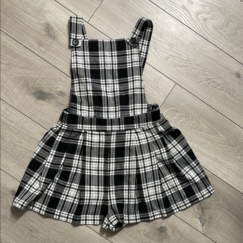 Black and White Jumpsuit with Classic Tartan Design
